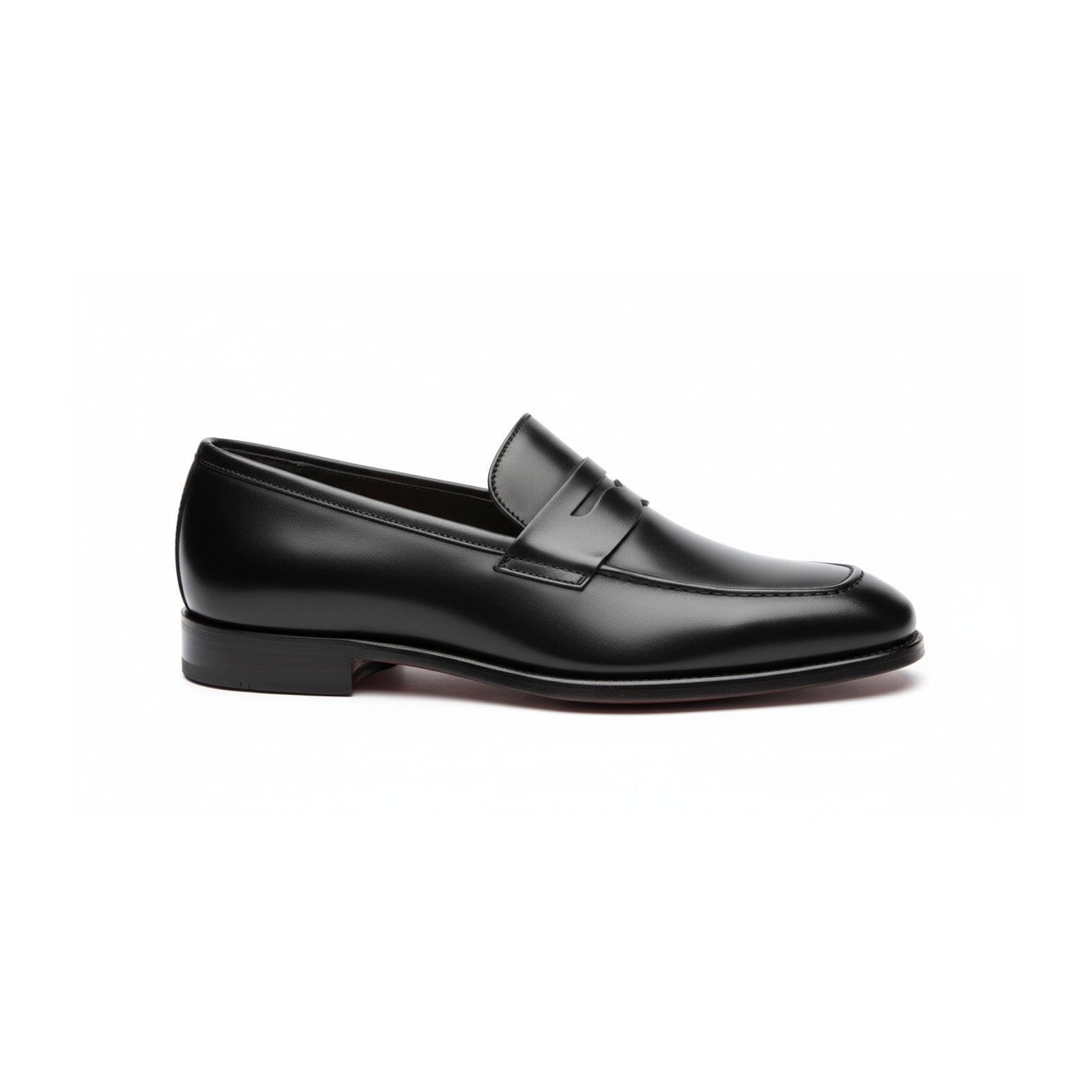 side-view - Men's Black Leather Slip-On Dress Shoes