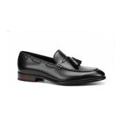 side-view - Men's Black Leather Tassel Loafers