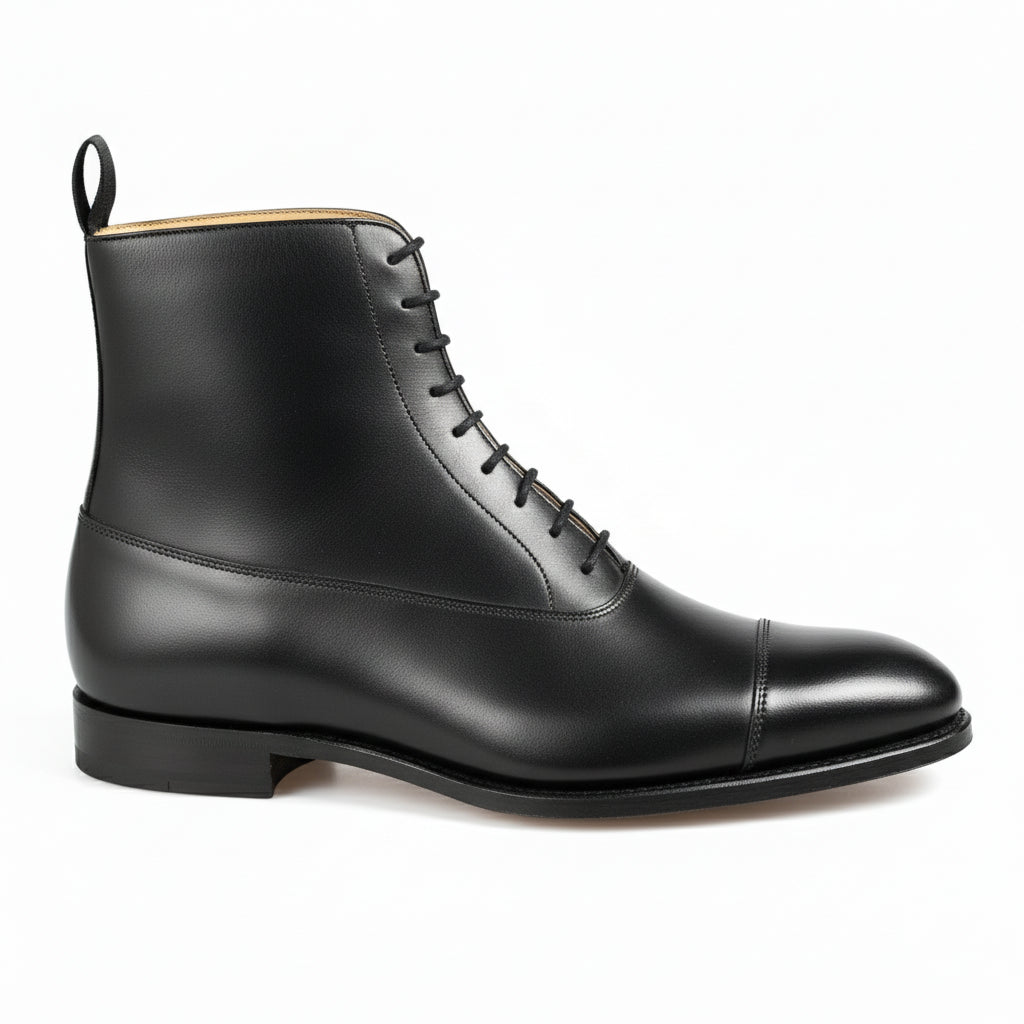 side-view - Men's Black Leather Tuxedo Boots