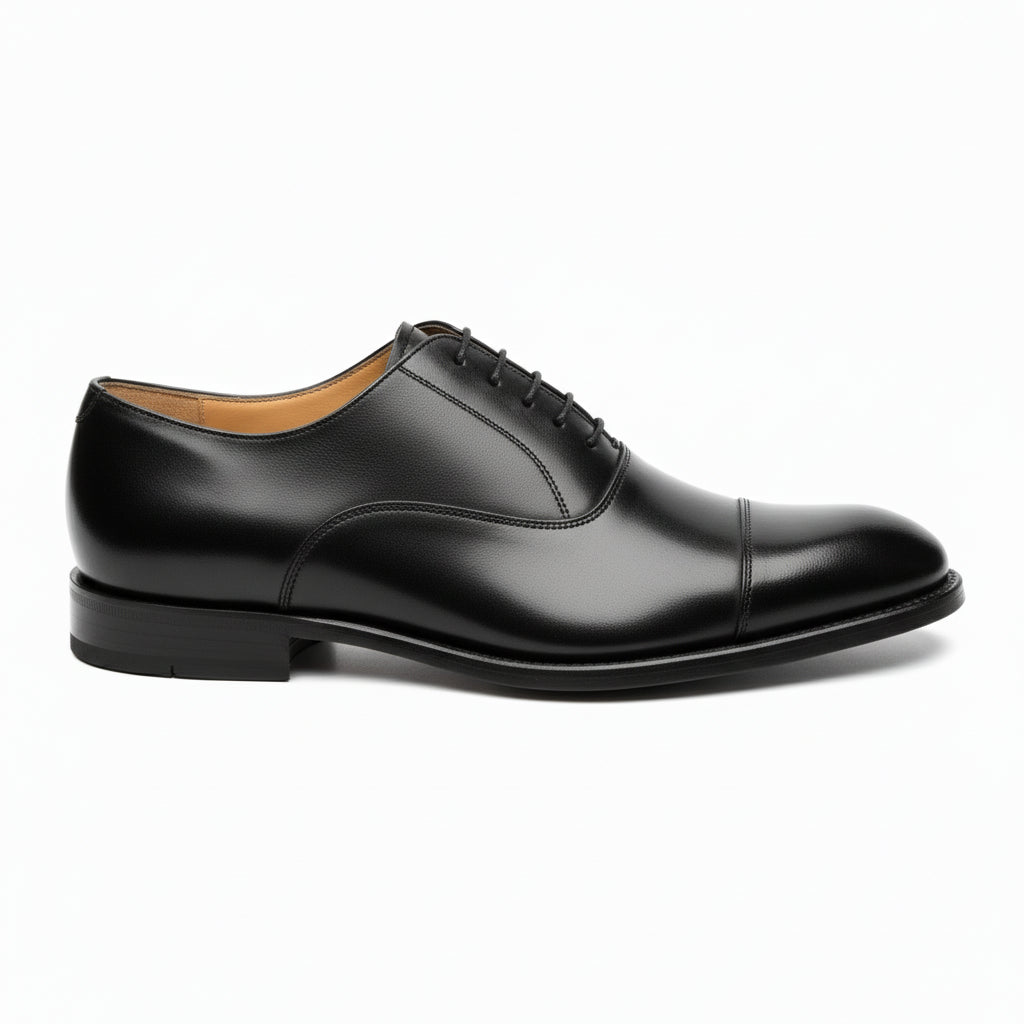 side-view - Men's Black Leather Tuxedo Oxford Dress Shoes