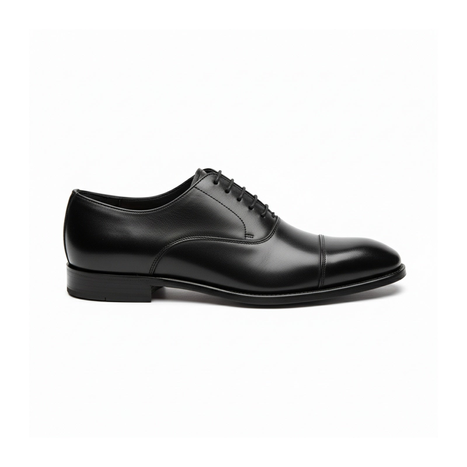 side-view - Men's Black Leather Tuxedo Oxford Shoes