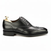 side-view - Men's Black Leather Wing Tip Brogue Dress Shoes
