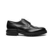 side-view - Men's Black Leather Wingtip Brogue Shoes