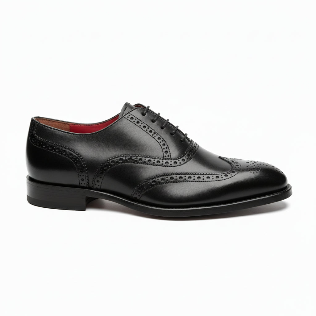 Men's Black Leather Wingtip Oxford Dress Shoes - side-view