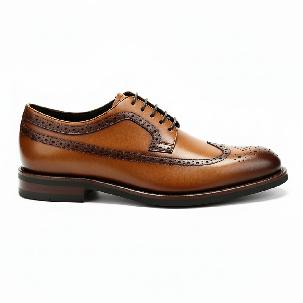 side-view - Men's Black Leather Wingtip Oxford Shoes