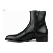 side-view - Men's Black Leather Zip Boots Engineer Design