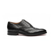 side-view - Men's Black Ostrich Leather Wingtip Shoes