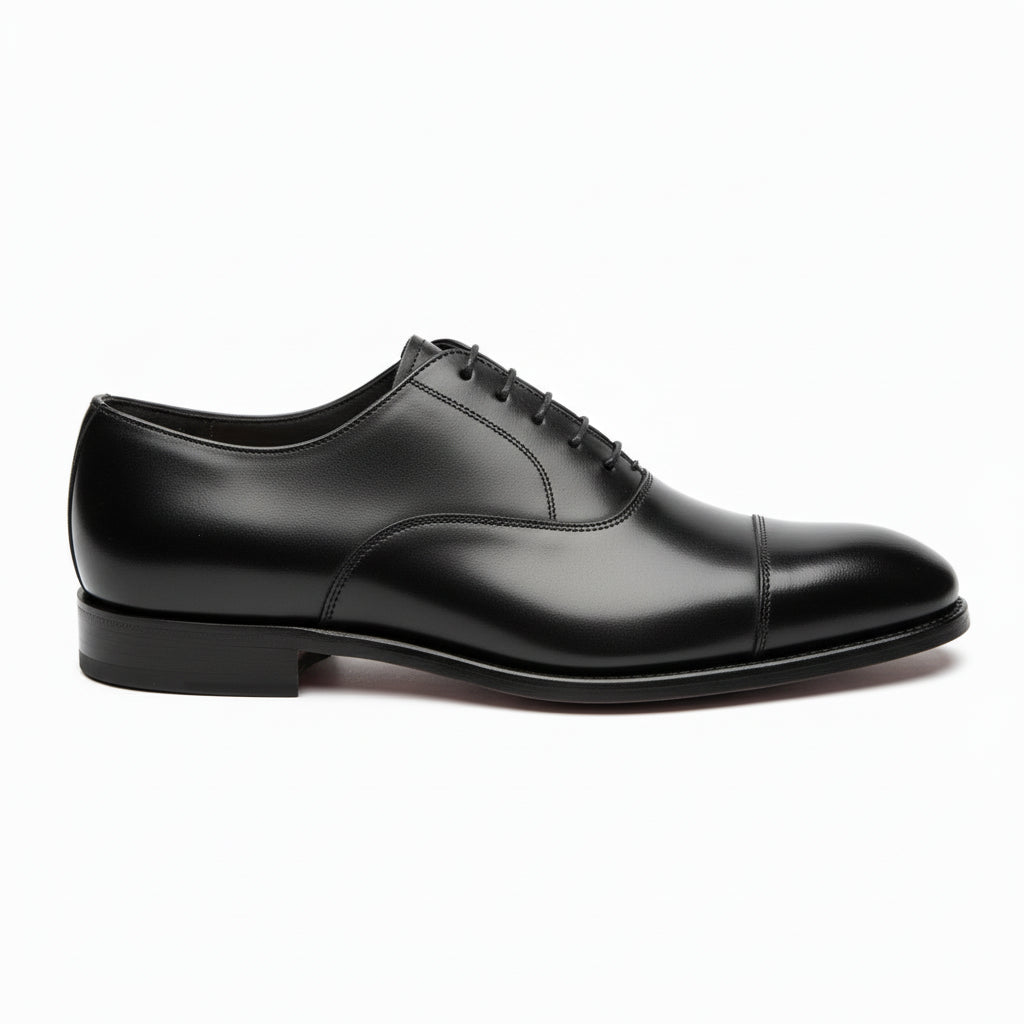 Men's Black Oxford Leather Dress Shoes - side-view