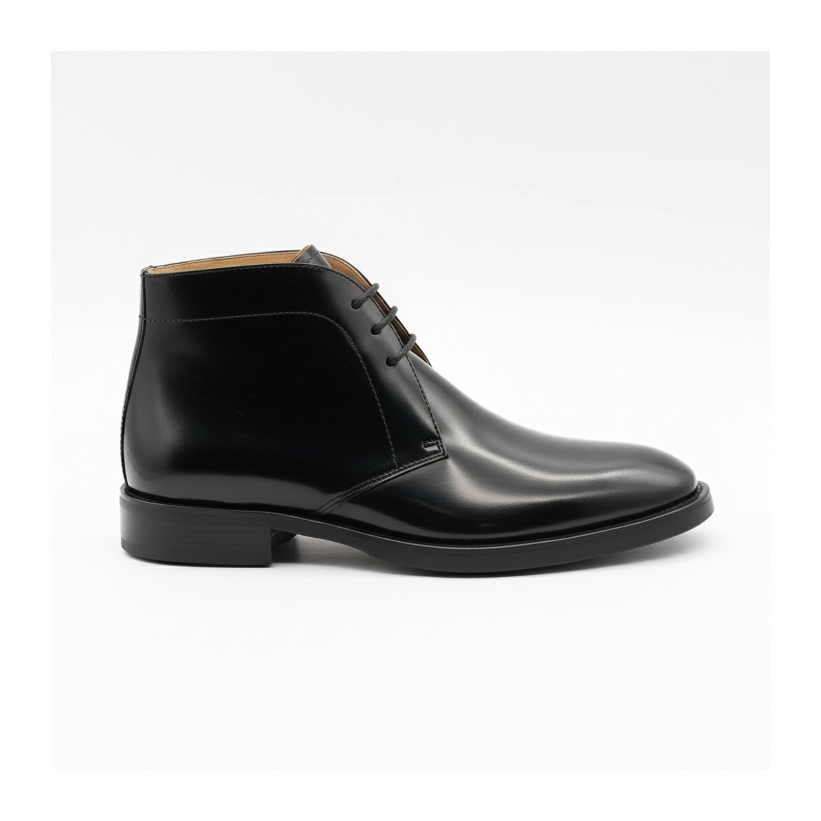 side-view - Men's Black Patent Leather Dress Boots