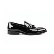Men's Black Patent Leather Monk Shoes - side-view