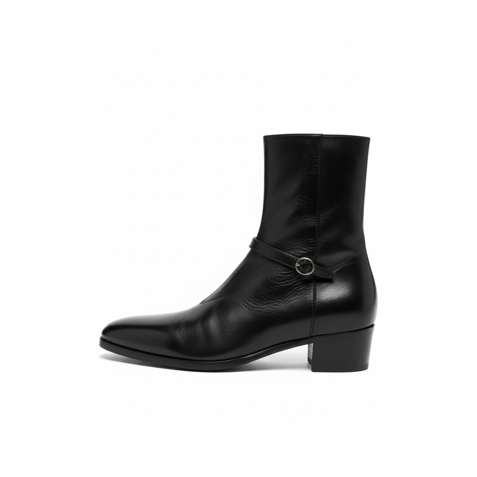 Men's Black Leather Ankle Boots - side-view