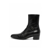 Men's Black Leather Ankle Boots - side-view