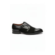 side-view - Men's Black Suede & Leather Buckle Dress Shoes