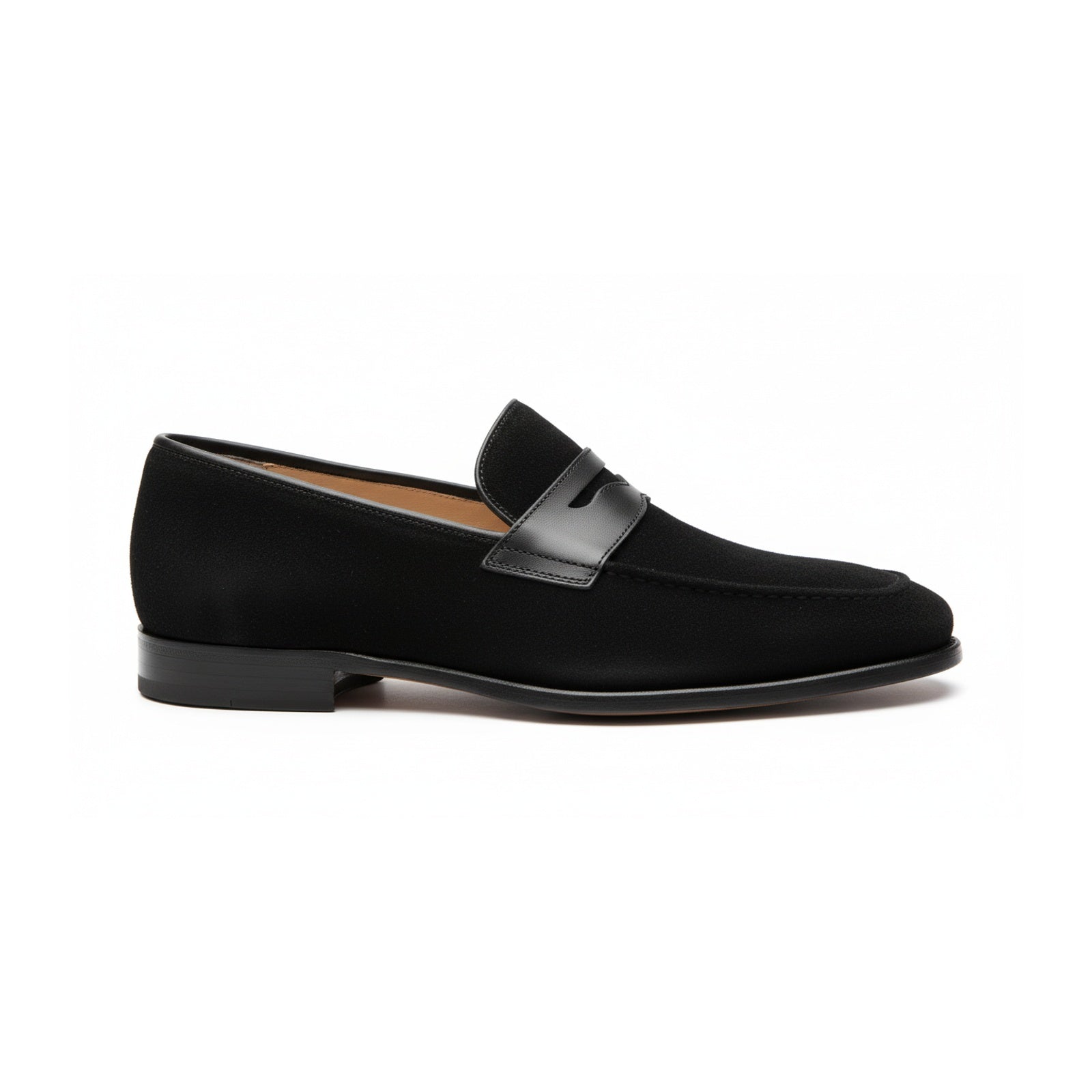 side-view - Men's Black Suede Moccasin Shoes