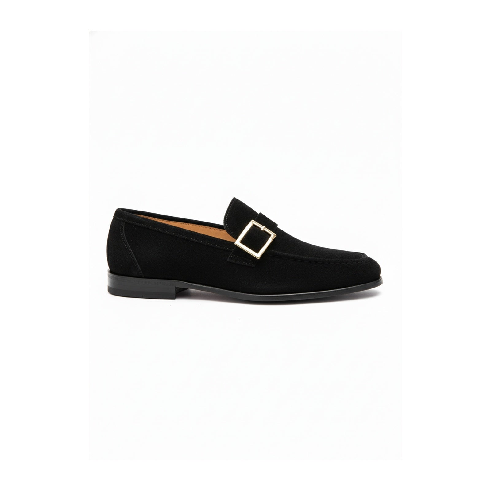 side-view - Men's Black Suede Monk Shoes