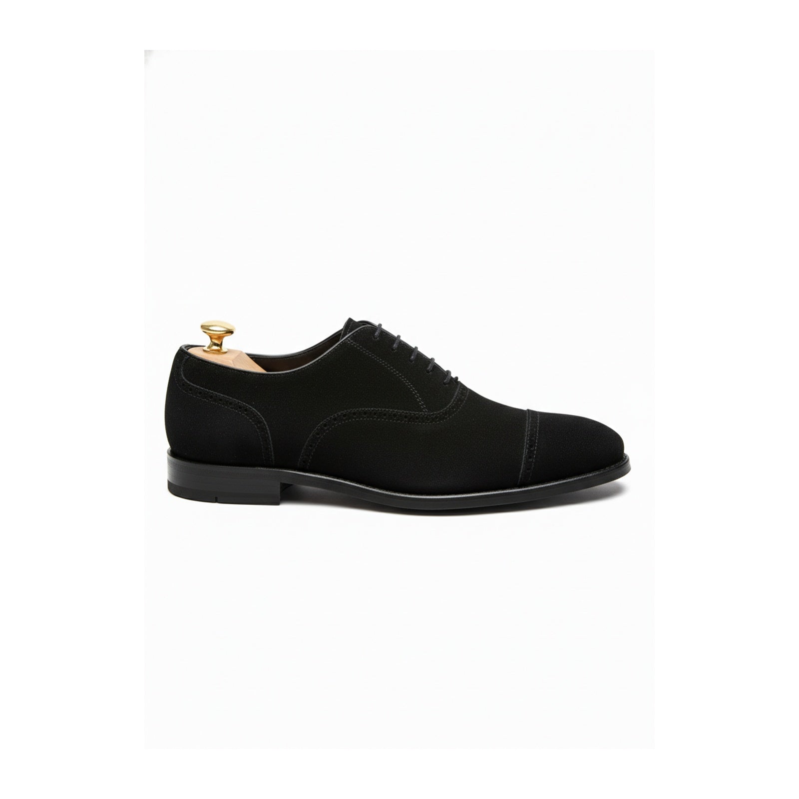 side-view - Men's Black Suede Oxford Dress Shoes