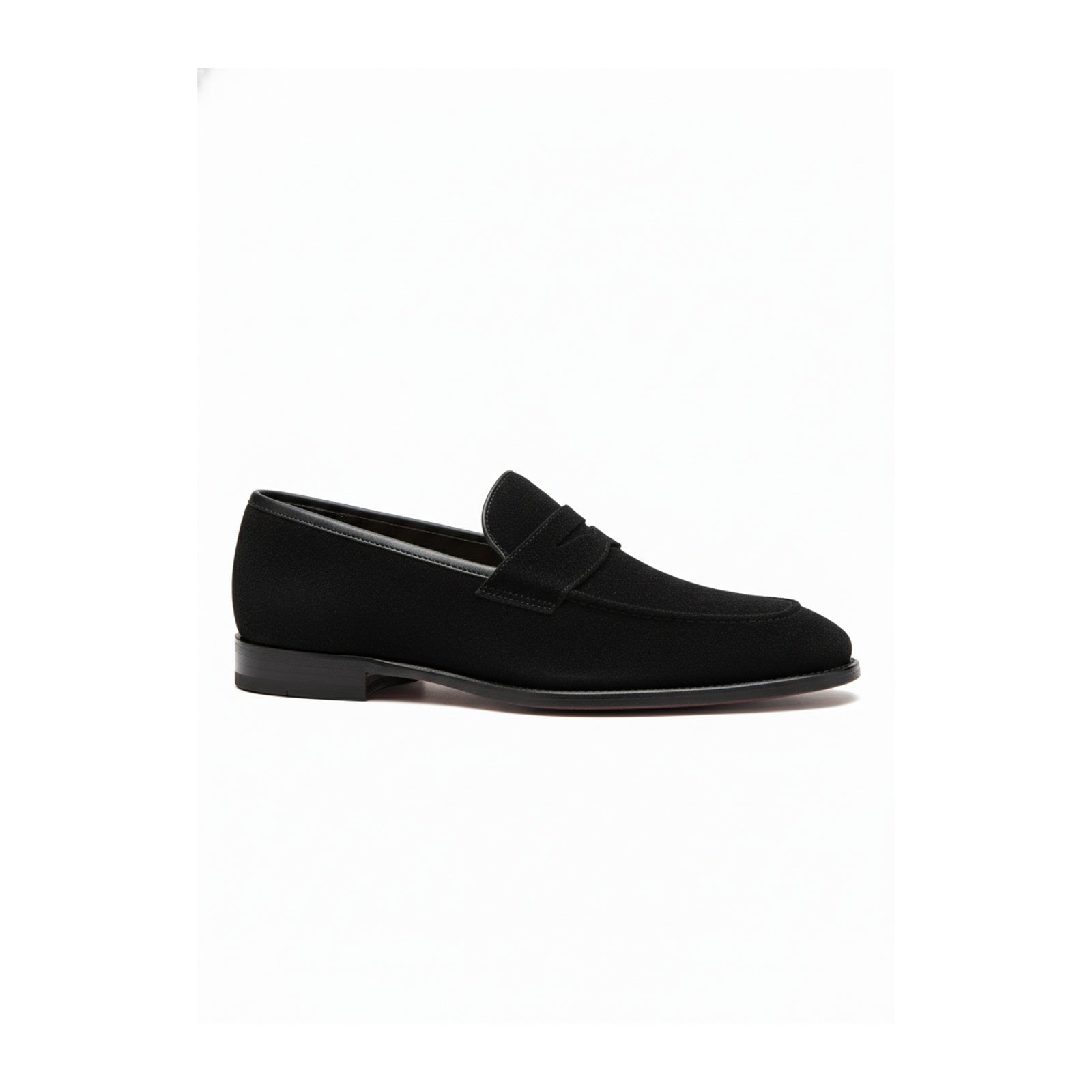 side-view - Men's Black Suede Penny Loafer Shoes
