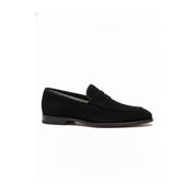 side-view - Men's Black Suede Penny Loafer Shoes