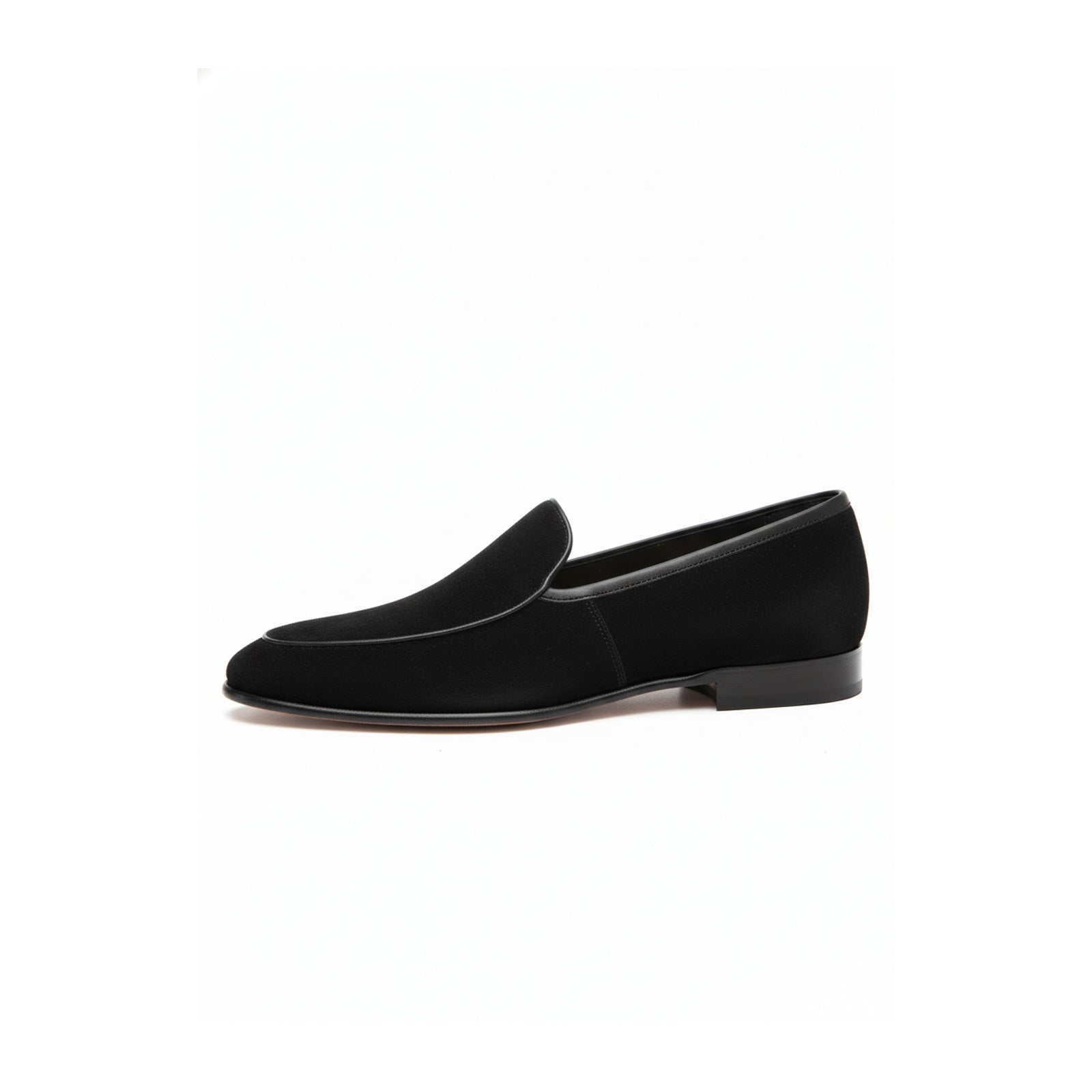 Men's Black Suede Penny Loafers - side-view