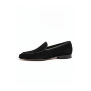 Men's Black Suede Penny Loafers - side-view