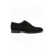 side-view - Men's Black Suede Wingtip Brogue Dress Shoes