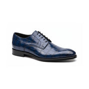 side-view - Men's Blue Crocodile Embossed Leather Oxford Shoes