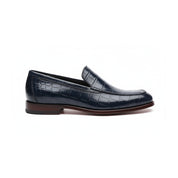 Men's Blue Crocodile Patterned Leather Dress Shoes - side-view