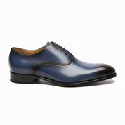 side-view - Men's Blue Leather Brogue Dress Shoes