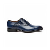 side-view - Men's Blue Leather Lace-Up Dress Shoes