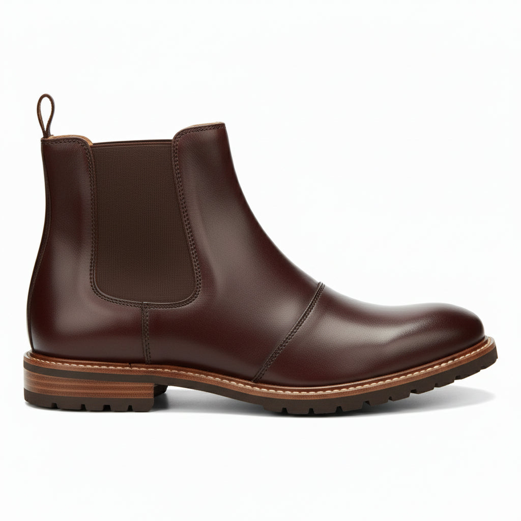 side-view - Men's Brogue Chelsea Leather Boots