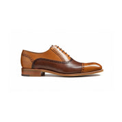 Men's Brown and Tan Leather Brogue Dress Shoes, Oxford Style - side-view
