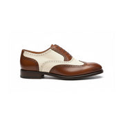 side-view - Men's Brown and White Leather Brogue Dress Shoes