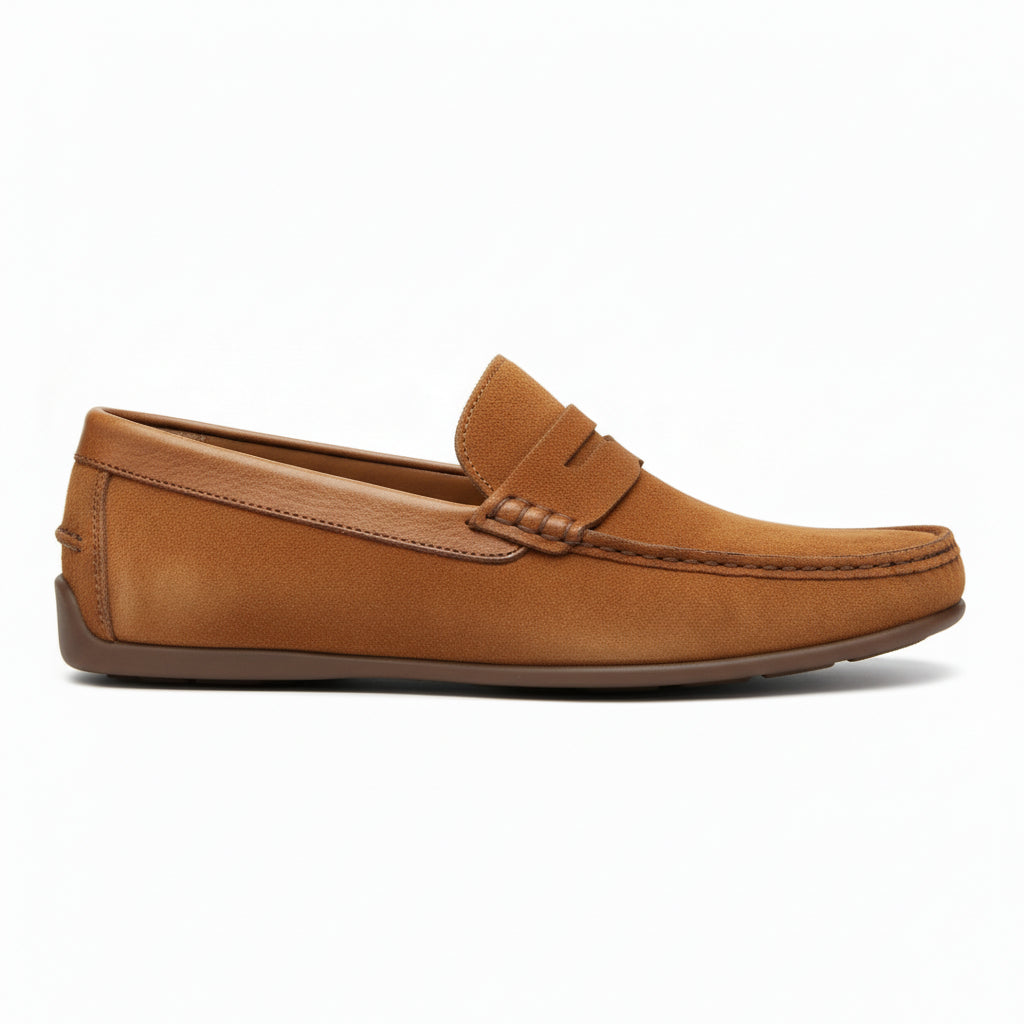 side-view - Men's Brown Casual Loafer Suede Shoes