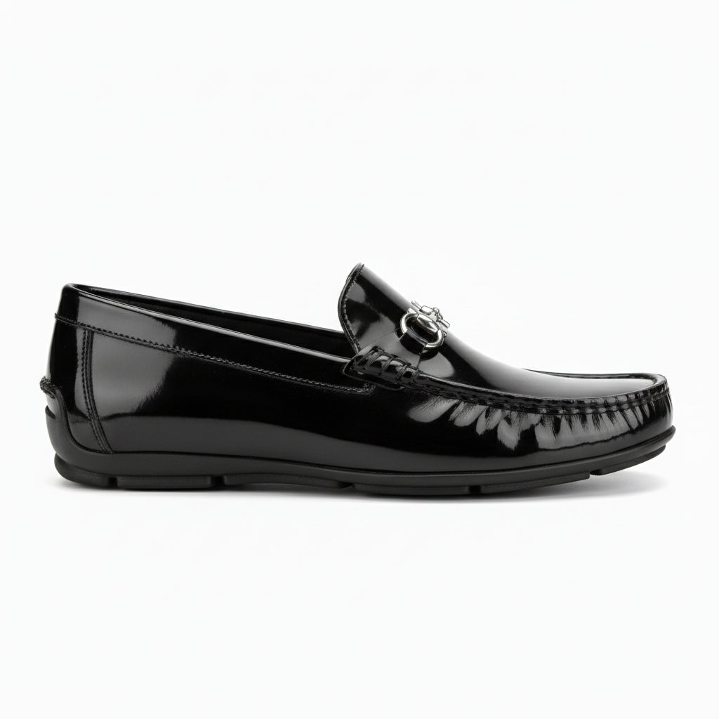 side-view - Men's Brown Cow Leather Bit Loafers