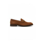 side-view - Men's Brown Cow Leather & Suede Penny Loafers