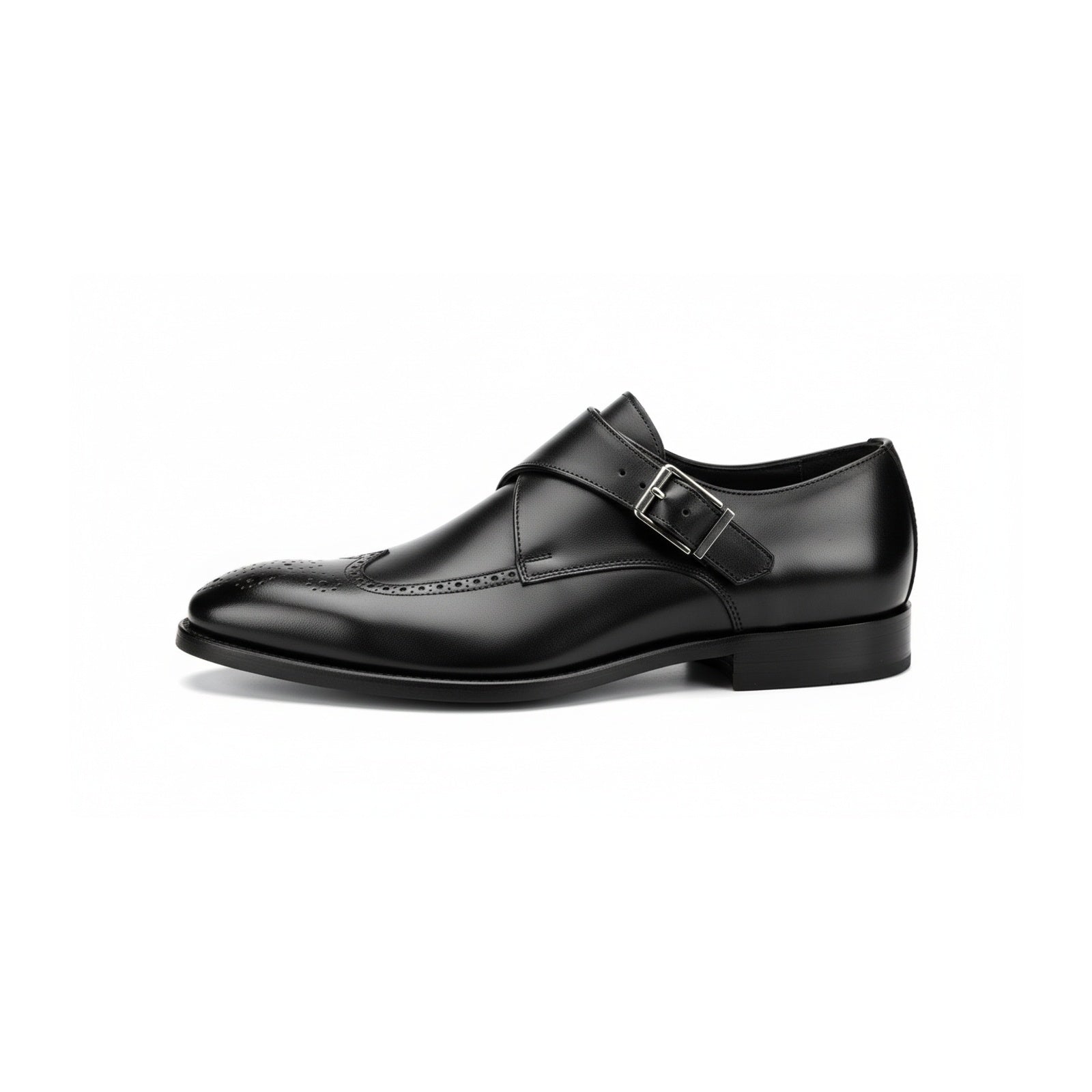 side-view - Men's Brown Genuine Leather Buckle Dress Shoes