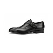 side-view - Men's Brown Genuine Leather Buckle Dress Shoes