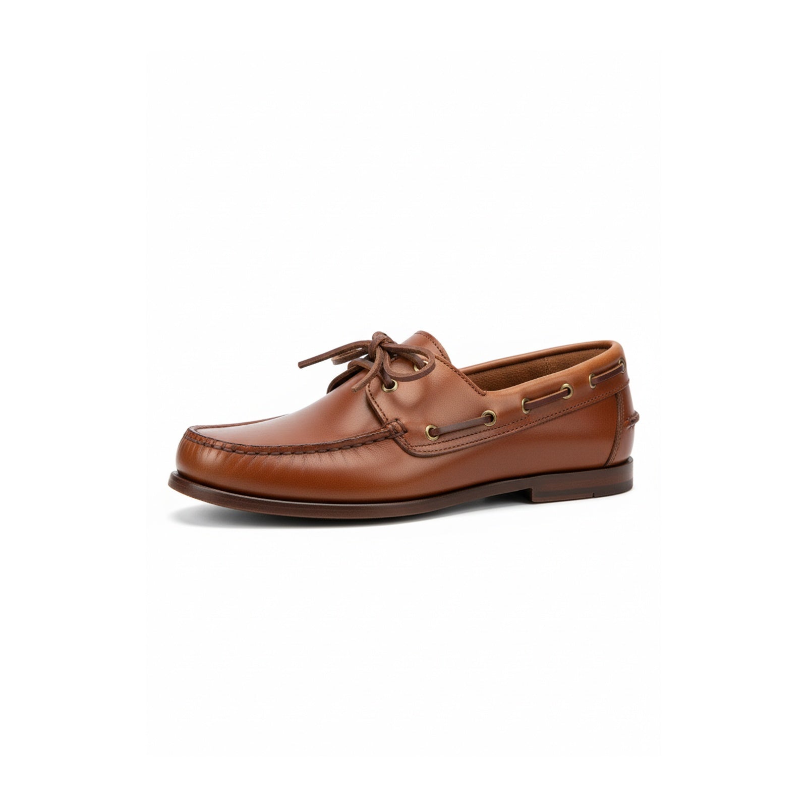 side-view - Men's Brown Leather Boat Shoes
