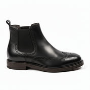 side-view - Men's Brown Leather Brogue Chelsea Boots