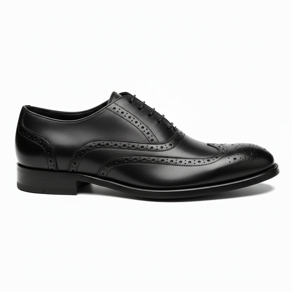 side-view - Men's Brown Leather Brogue Dress Shoes