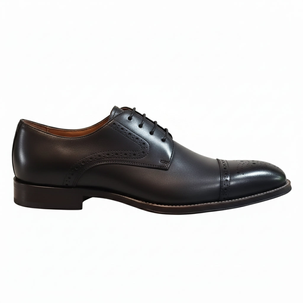 side-view - Men's Brown Leather Brogue Dress Shoes