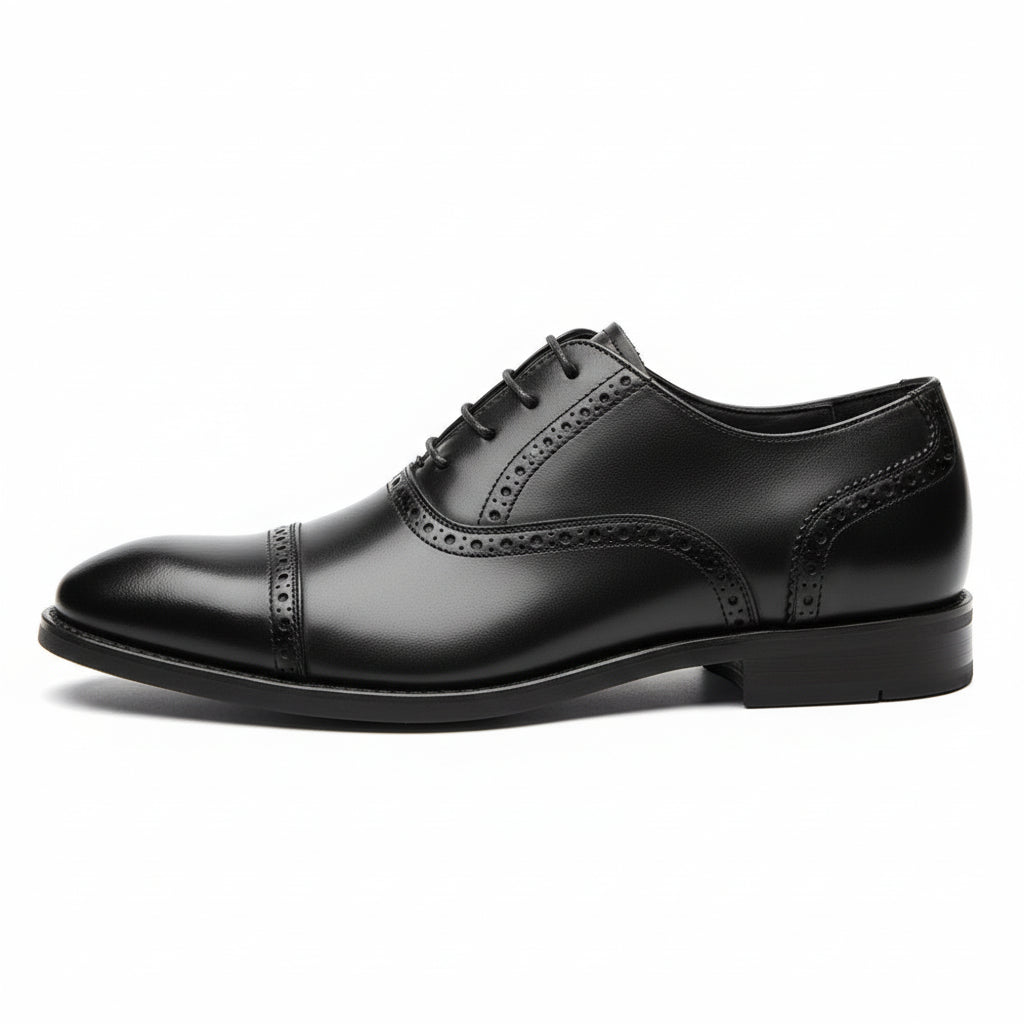 side-view - Men's Brown Leather Brogue Dress Shoes