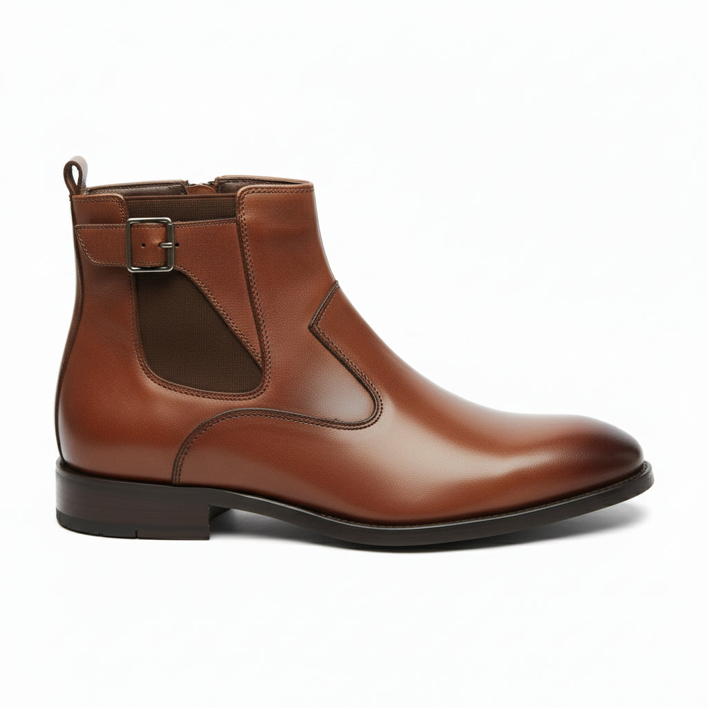 side-view - Men's Brown Leather Chelsea Boots