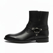 side-view - Men's Brown Leather Chelsea Zipper Boots