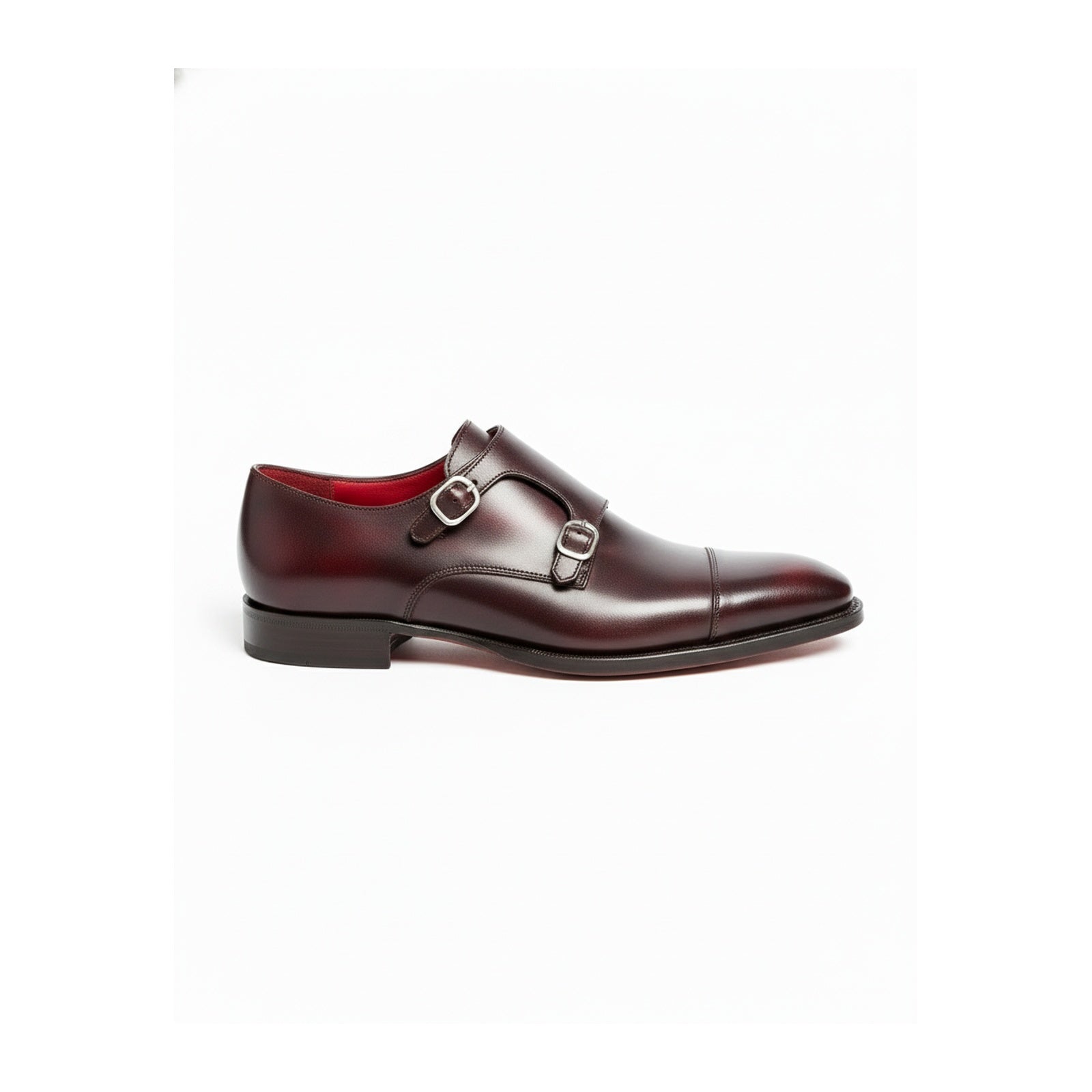 side-view - Men's Brown Leather Double Buckle Oxford Dress Shoes