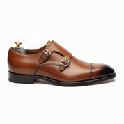 side-view - Men's Brown Leather Double Buckle Oxford Shoes