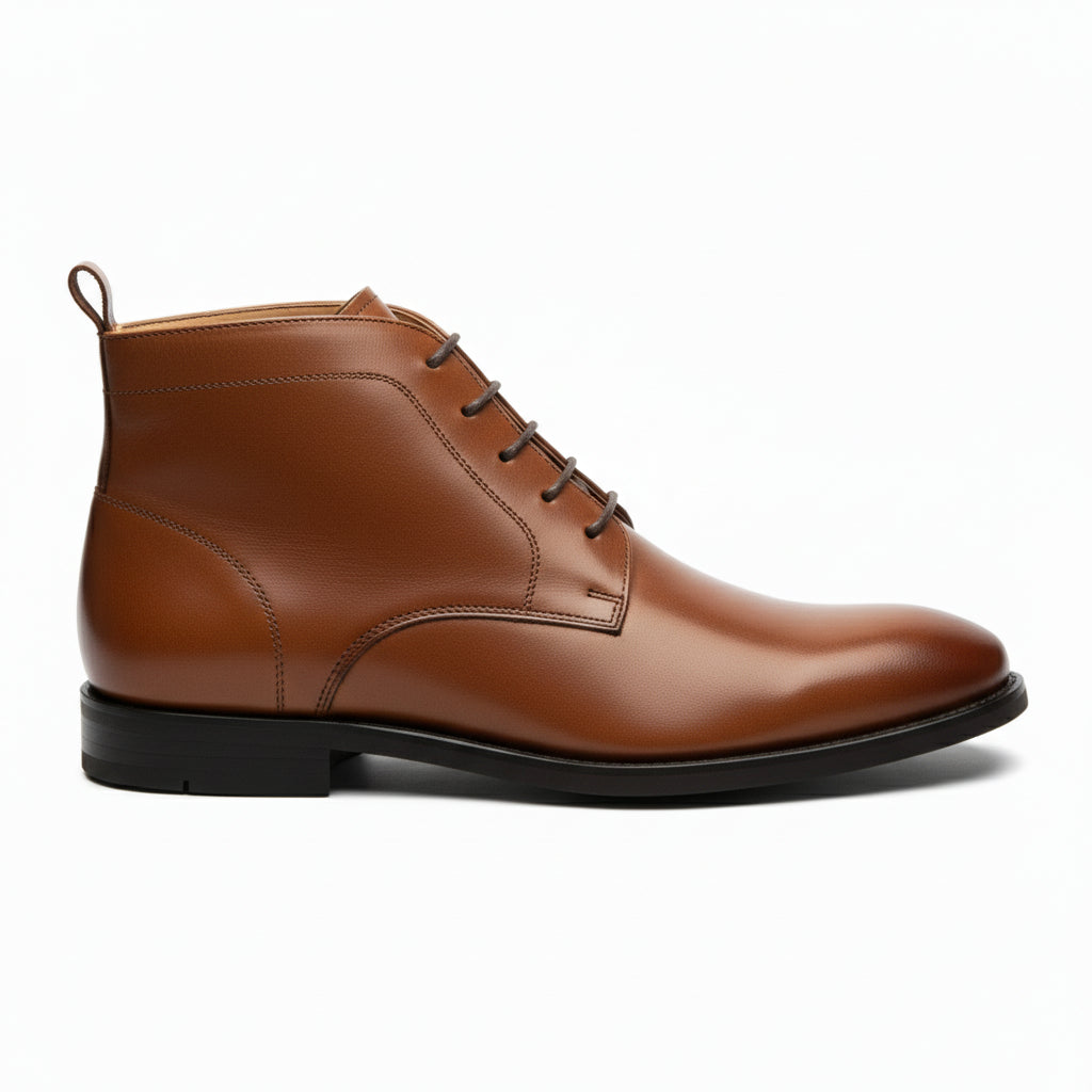 side-view - Men's Brown Leather Lace-Up Ankle Boots