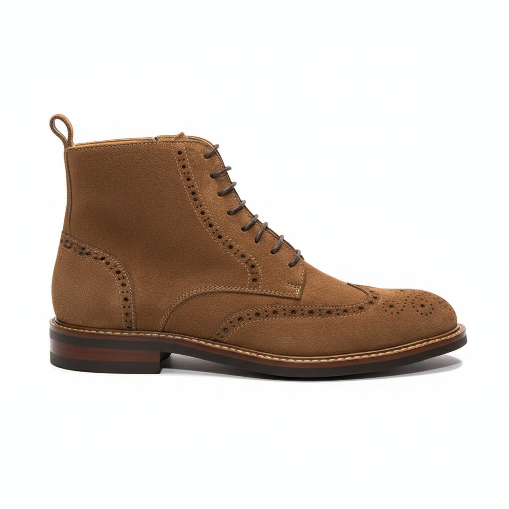 side-view - Men's Brown Leather Lace-Up Boots
