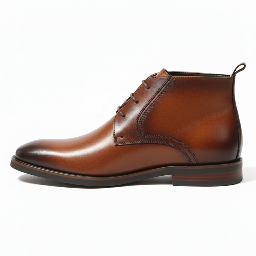 side-view - Men's Brown Leather Lace-Up Boots