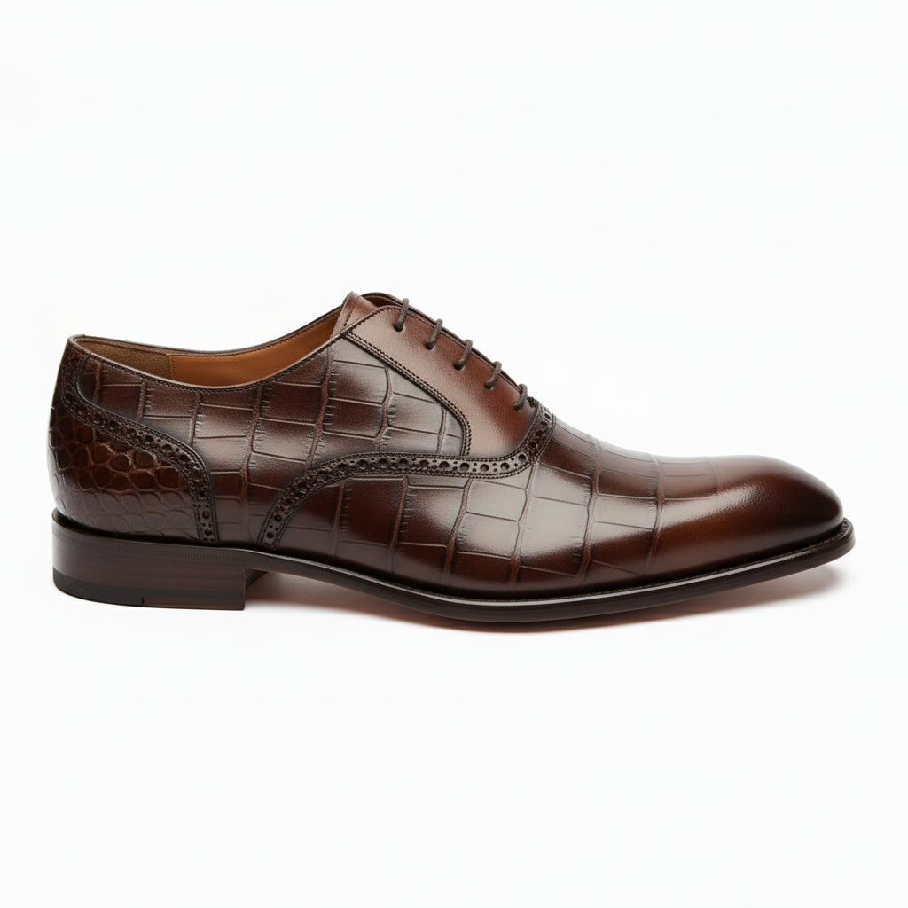 side-view - Men's Brown Leather Lace-Up Oxford Shoes